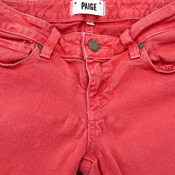 🍀Paige Skyline Ankle Peg Women's Carmine Red Denim Low Rise Skinny Jeans Size 26 - Picture 6 of 10